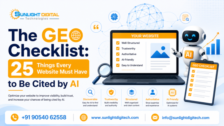The GEO Checklist: Top 10 Things Every Website Must Have to Be Cited by AI The GEO Checklist: Top 10 Things Every Website Must Have to Be Cited by AI